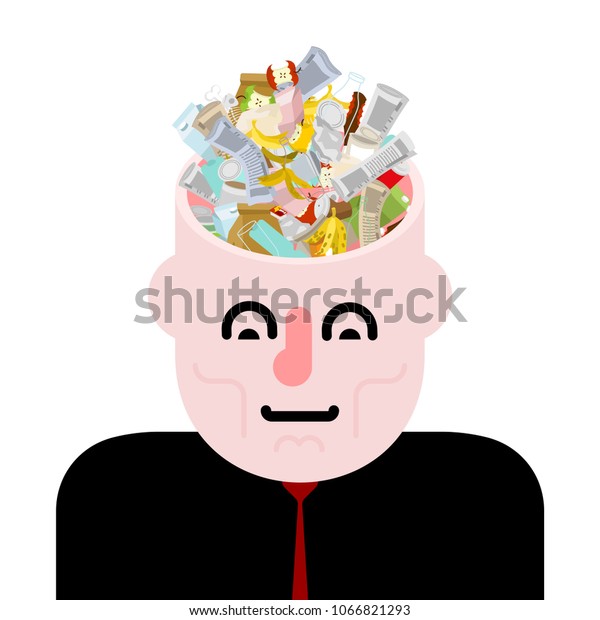 Garbage Head Rubbish Brain Open Head Stock Vector (Royalty Free