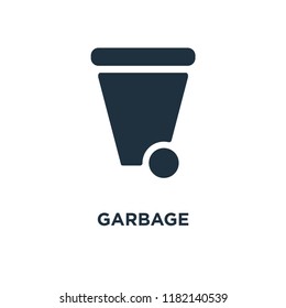 Garbage icon. Black filled vector illustration. Garbage symbol on white background. Can be used in web and mobile.