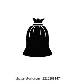Icono de basura en glifo plano negro, estilo relleno aislado en fondo blanco