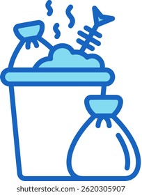 Ilustración vectorial azul del icono de la basura