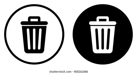 Garbage Icon in circle . Vector illustration