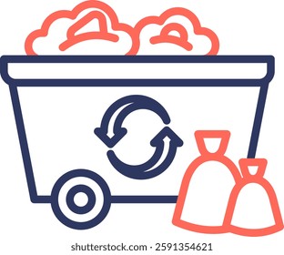 Garbage Icon Line Color Vector Illustration