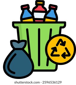 Garbage Icon Lineal Color Vector Illustration