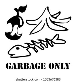 Garbage icon, logo, symbol, sign. Template isolated on white background. Simple flat Style graphic design. Black and white color.  Vector EPS10