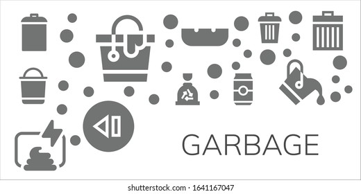 garbage icon set. 11 filled garbage icons. Included Garbage, Bucket, Compost, Can, Ashtray, Skip, Trash icons
