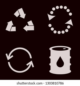 garbage icon set with recycle sign and oil barrel vector illustration