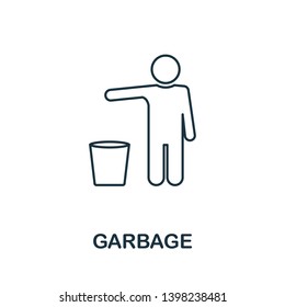 Garbage icon. Thin line outline style from shopping center sign icons collection. Premium garbage icon for design, apps, software and more.