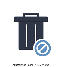 Garbage icon, Tools and utensils icon with not allowed sign. Garbage icon and block, forbidden, prohibit symbol. Vector illustration