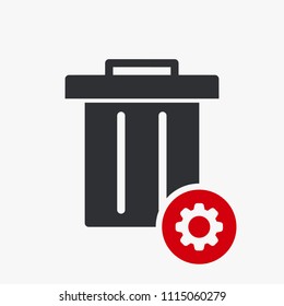 Garbage icon, Tools and utensils icon with settings sign. Garbage icon and customize, setup, manage, process symbol. Vector illustration