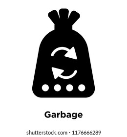 Garbage icon vector isolated on white background, logo concept of Garbage sign on transparent background, filled black symbol