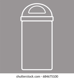 Garbage icon. Waste bin icon. Flat design, white linear styles. Wastebasket. Container bin mixed waste. Isolated on gray background, vector illustrations EPS10