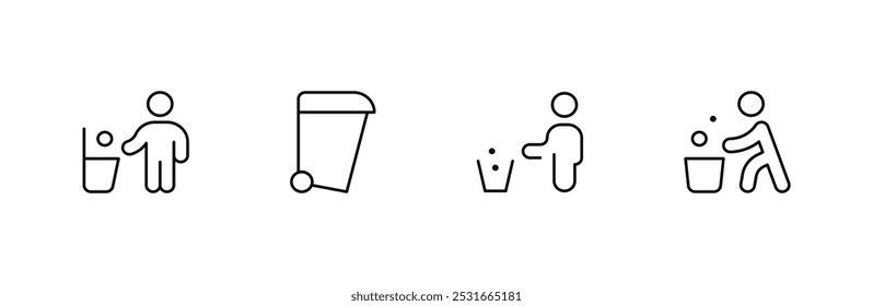 garbage icon, waste, bin, trash can icon and Recycle icons set, Trash bin, Vector illustration