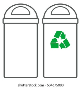 Garbage icon. Waste, recycle bin icon. Flat design, linear styles. Wastebasket. Container bin management and recycle concept with mixed waste. Isolated vector illustrations EPS10