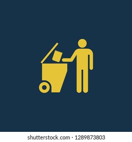 garbage icon, waste symbol. Flat vector sign isolated on blue background. Simple vector illustration for graphic and web design.