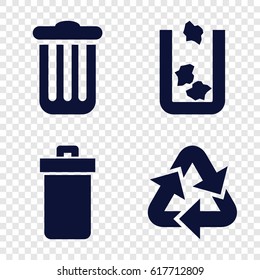 Garbage icons set. set of 4 garbage filled icons such as trash bin