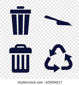 Garbage icons set. set of 4 garbage filled icons such as dustpan, recycle