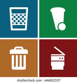 Garbage icons set. set of 4 garbage filled icons such as