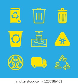garbage icons set with biohazard, garbage can and recycle vector set