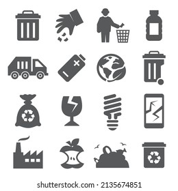 Garbage Icons set on white background