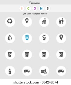 Garbage icons set for web sites and user interface