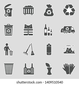 Garbage Icons. Sticker Design. Vector Illustration.