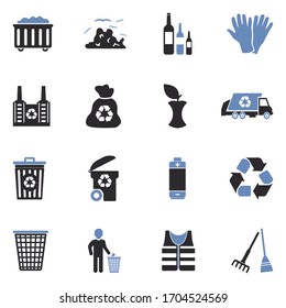 Iconos de basura. Diseño plano de dos tonos. Ilustración vectorial.
