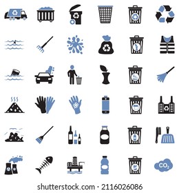 Iconos de basura. Diseño Plano De Dos Tonos. Ilustración vectorial.