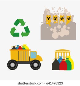 Ilustración de basura, conjunto de iconos de basura sobre fondo blanco