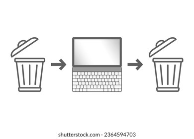 Garbage in, garbage out. GIGO, a concept in computer science. Flawed, or nonsense input data produces nonsense output. An alternative wording is rubbish in, rubbish out. Isolated illustration. Vector.