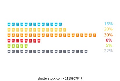 Garbage infographic poster with information about waste types presented in color and percentage with waste baskets, info chart vector illustration