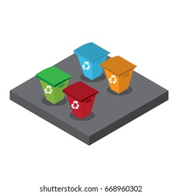 garbage isometric.trash can help to separate waste for reuse.