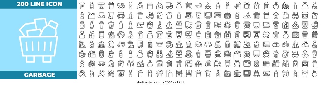 Garbage Line Editable Icons set. Vector illustration in modern thin line style of garbage icons: trash, bin, waste, etc