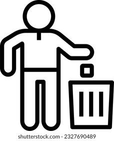 Garbage Line Icon - Single Icon, Vector 