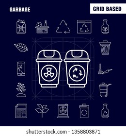 Garbage Line Icon for Web, Print and Mobile UX/UI Kit. Such as: Atom, Energy, Power, Green, Bottle, Arrow, Energy, Recycle, Pictogram Pack. - Vector