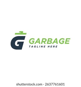 Garbage logo mark letter G dustbin sign junk removal design concept