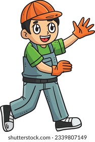 Garbage Man Cartoon Colored Clipart Illustration