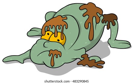 Garbage Monster - Colored Cartoon Illustration, Vector