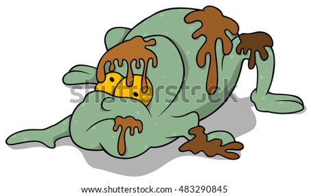 Garbage Monster - Colored Cartoon Illustration, Vector