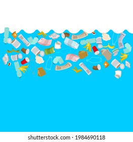 Garbage in ocean. Environmental pollution of water bodies. problem of plastic in the world's oceans.