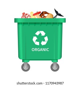 Garbage organic container mockup. Realistic illustration of garbage organic container vector mockup for web design isolated on white background