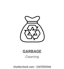 Garbage outline vector icon. Thin line black garbage icon, flat vector simple element illustration from editable cleaning concept isolated on white background