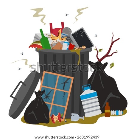 Garbage pile vector illustration. Waste management. World environmental day concept.
