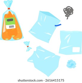 Garbage from plastic bags that vegetables used to come in
