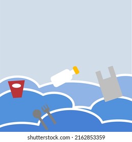 Müll, Plastikflaschen, die im Meer schwimmen, verschmutzen das Wasser.