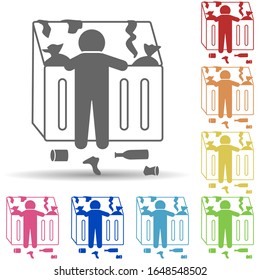 Hombre pobre de basura en un icono de varios colores. Simple glifo, vector plano de iconos de banca móvil para ui y ux, sitio web o aplicación móvil