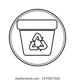 garbage pot with recycle arrows symbol