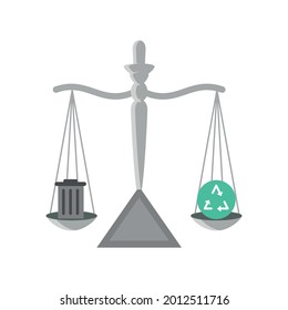 garbage and recycle balance on scale isolated
