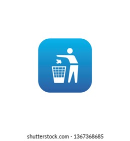 Garbage recycle icon with blue background 