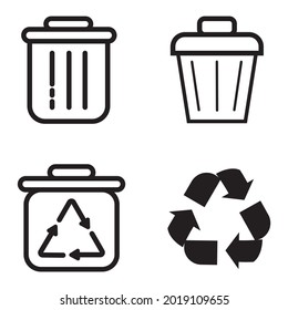 GARBAGE AND RECYCLE ICONS ILUSTRATION