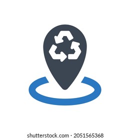 Garbage recycle location icon on white background